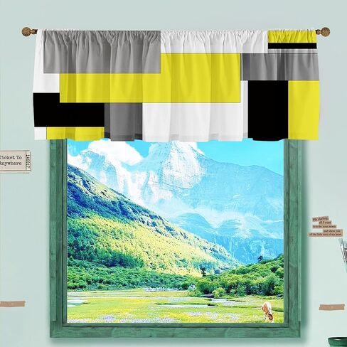 ستارة قصيرة بنمط أوراق الألوان المائية مقاس 50 بوصة × 20 بوصة لنوافذ المطبخ (أزرق داكن) in Kuwait