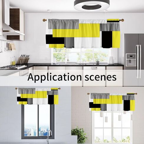 ستارة قصيرة بنمط أوراق الألوان المائية مقاس 50 بوصة × 20 بوصة لنوافذ المطبخ (أزرق داكن) in Kuwait