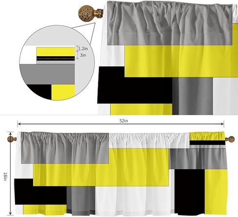 ستارة قصيرة بنمط أوراق الألوان المائية مقاس 50 بوصة × 20 بوصة لنوافذ المطبخ (أزرق داكن) in Kuwait