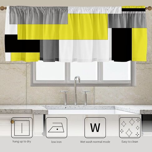 ستارة قصيرة بنمط أوراق الألوان المائية مقاس 50 بوصة × 20 بوصة لنوافذ المطبخ (أزرق داكن) in Kuwait