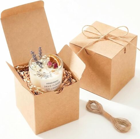 UnicoPak 10 Pack 4x4x4 Brown Small Gift Boxes, Kraft Square Gift Boxes with Lids for Presents Bulk for Candle Ornament Mug Treat Favors in Kuwait