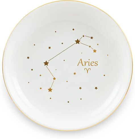 Homlouue Aquarius Gifts Zodiac Ring Dish, Aquarius Birthday Gifts Ceramic Astrology Sign Jewelry Dish Zodiac Gifts for Aquarius Constellation for Women Girls in Kuwait