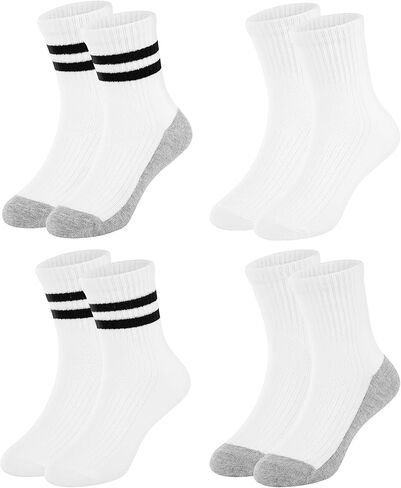 4 أزواج من الجوارب للأطفال الصغار جوارب للأولاد جوارب رياضية مخططة للمدرسة للأولاد والبنات والأطفال من 1 إلى 12 سنة in Kuwait