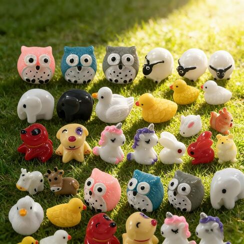 EMiEN 31 Pieces Mini Animals Miniature Ornament Kits,Tiny Figurines,Fairy Garden Animals for Fairy Garden,Dollhouse,Plant Pots,Bonsai Craft Decor in Kuwait