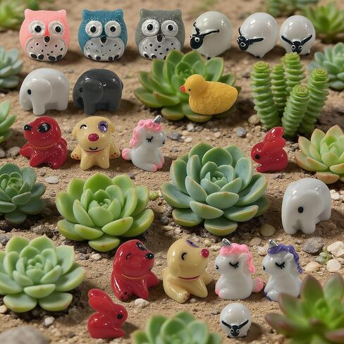 EMiEN 31 Pieces Mini Animals Miniature Ornament Kits,Tiny Figurines,Fairy Garden Animals for Fairy Garden,Dollhouse,Plant Pots,Bonsai Craft Decor in Kuwait