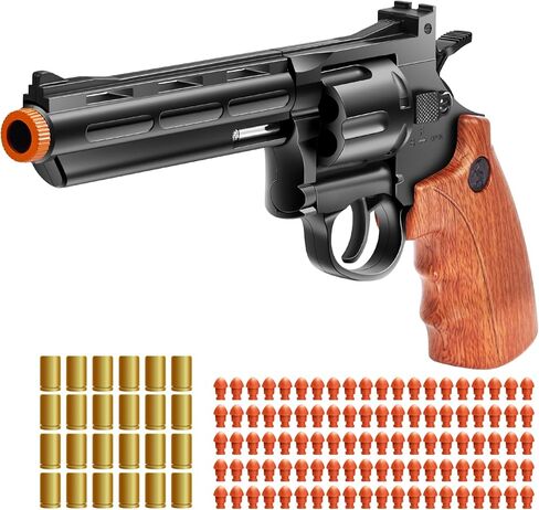 Revolver Toy Gun with 100 Soft Bullets,Gun Fidget Toy,Christmas Birthday Gifts for Boys Kids Adult Age 8+(Black) in Saudi Arabia