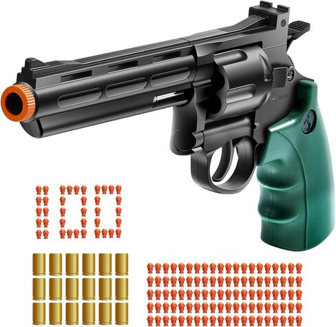 Revolver Toy Gun with 100 Soft Bullets,Gun Fidget Toy,Christmas Birthday Gifts for Boys Kids Adult Age 8+(Black) in Kuwait