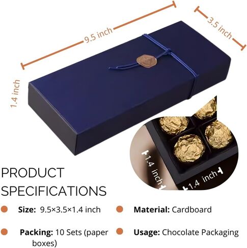 BBJ WRAPS 12 Cavity Chocolate Gift Packaging Box Wedding Party Paper Favor Boxes, Set of 10 (Blue) in Kuwait