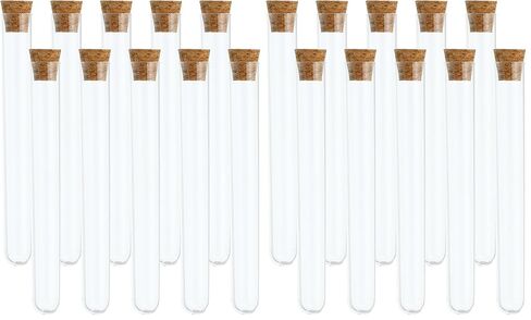 PATIKIL 20ml Test Tubes Set, 10pcs 5.91x0.63" PS Clear Round Bottom Test Tube Containers with Wood Stopper for Bead Party Candy Bath Salt Storage Scientific Experiment Plant Propagation in Saudi Arabia