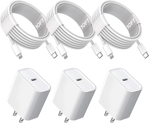 iPhone Fast Charger, [MFi Certified] 20W USB C Fast Charger Block with 10FT Type-C to Lightning Cable, Super Fast Charging Compatible with iPhone 14/13/13 Pro/12/12 Pro/12 Pro Max/11/Xs Max/XR/X in Saudi Arabia