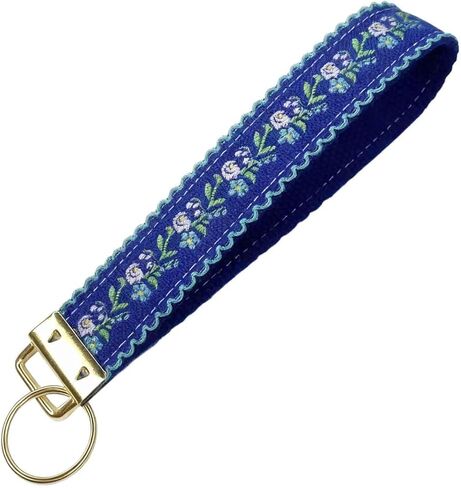 BattleTim Floral Embroidered Fabric Keychain Wristlet Key Fob Keychain Car Key Chain Holder Handmade Wristband for Women in Kuwait