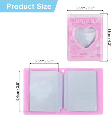 uxcell 3inch Mini Photo Album,Kpop Love Heart Hollow Photocard Binder Album Mini Photo Card Book Holder with 40 Photos for Collecting Pictures, Pink(Love Pouch) in Saudi Arabia