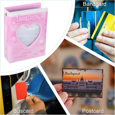uxcell 3inch Mini Photo Album,Kpop Love Heart Hollow Photocard Binder Album Mini Photo Card Book Holder with 40 Photos for Collecting Pictures, Pink(Love Pouch) in Saudi Arabia