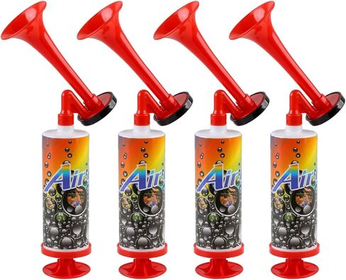 4 Pack Noisemakers Toys Loud Air Horn, Plastic Big Handheld Pump Air Horn Loud Safety Horn for Sporting Events, Birthday Party, Football Match, Celebrations, Boats(4 Color) in Saudi Arabia