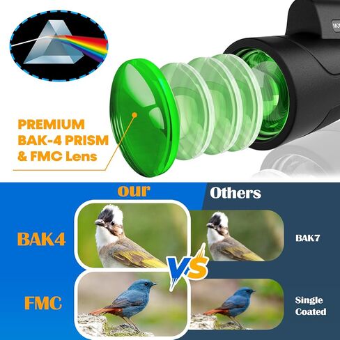 80x100 Monocular Telescope High Powered for Smartphone High Definition Monoculars for Adults with Adapter/Tripod for Bird Watching Camping Hiking Hunting Traveling Outdoor Wildlife-2025 Update in Kuwait