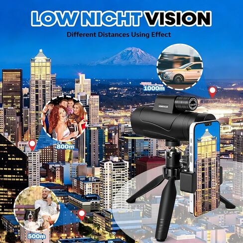 80x100 Monocular Telescope High Powered for Smartphone High Definition Monoculars for Adults with Adapter/Tripod for Bird Watching Camping Hiking Hunting Traveling Outdoor Wildlife-2025 Update in Kuwait
