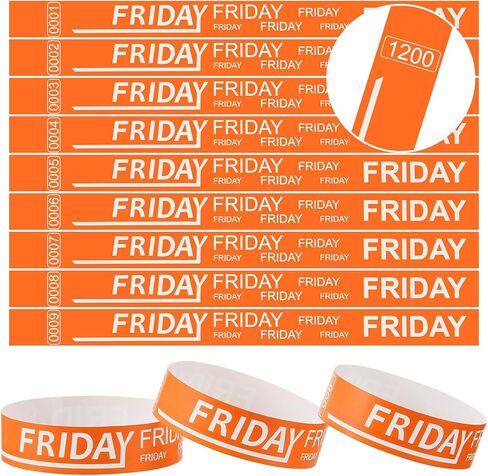 Henoyso 1200 Pcs Paper Wristbands Event Wristbands Numbered Waterproof Wrist Bands for Events Day of The Week Paper Bracelets Wristbands for Adult Concert Festival Party in Saudi Arabia