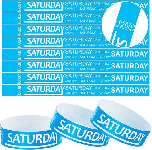 Henoyso 1200 Pcs Paper Wristbands Event Wristbands Numbered Waterproof Wrist Bands for Events Day of The Week Paper Bracelets Wristbands for Adult Concert Festival Party in Saudi Arabia