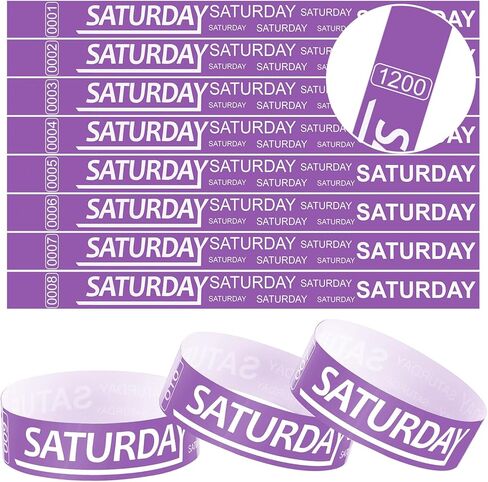 Henoyso 1200 Pcs Paper Wristbands Event Wristbands Numbered Waterproof Wrist Bands for Events Day of The Week Paper Bracelets Wristbands for Adult Concert Festival Party in Saudi Arabia