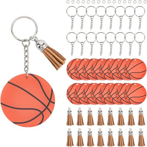 1 Box 64pcs Keychain Kits Sports Soccer Keychains Diy Acrylic Football Sport Themed Team Flatback Charm Bulk with Tassel for Jewelry Making Keychain Diy Bracelet Sports Favors Party Decor in Saudi Arabia