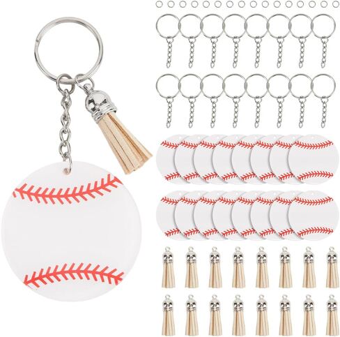 1 Box 64pcs Keychain Kits Sports Soccer Keychains Diy Acrylic Football Sport Themed Team Flatback Charm Bulk with Tassel for Jewelry Making Keychain Diy Bracelet Sports Favors Party Decor in Saudi Arabia