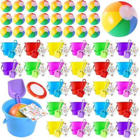 24 Set End of Year Students Gift from Teacher Bulk Beach Bucket and Ball Set with Blessing Card Preschool Kindergarten Graduation Gifts Class for Summer Beach Pool Party Supplies Goody BagFavors Child in Saudi Arabia
