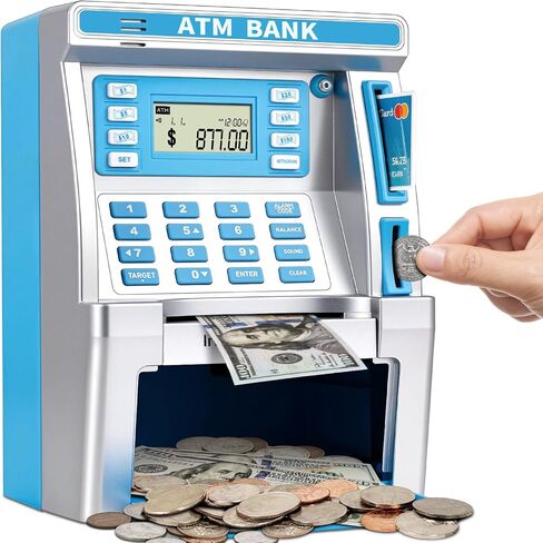 Pink Piggy Bank for Kids, ATM Machine Bank for Real Money with Debit Card, Bill Feeder, Coin Recognition, Balance Calculator, Electronic Savings Safe Box, Gifts for Teen Boy Girl in Saudi Arabia