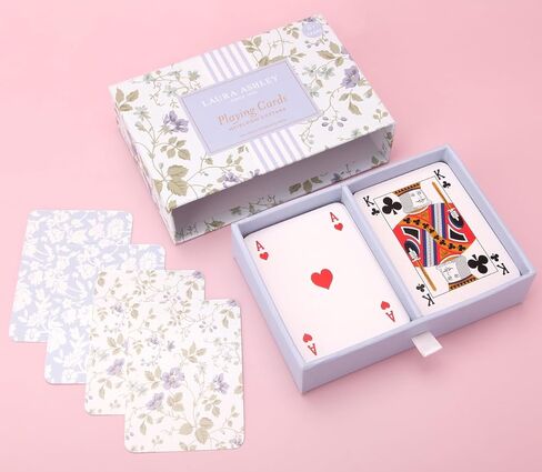 Laura Ashley Heirloom Cottage Play Cards-مجموعة من طوابق البطاقة القياسية في صندوق التخزين الأنيق-بطاقات البوكر والجسر المستوحاة in Kuwait
