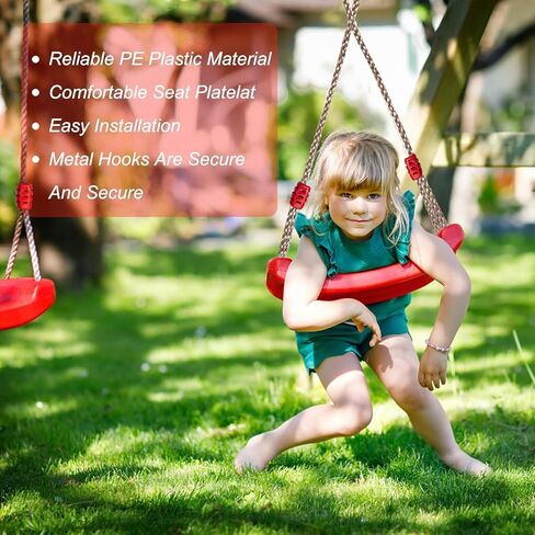 REZNOR Kids Plastic Swing Seat for Plastic Swingset Outdoor for Children-Hight Adjustable Rope Swing Seat Tree Swing Suitable for Outdoor & Indoor (Yellow) in Kuwait