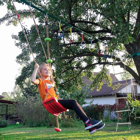 REZNOR Kids Plastic Swing Seat for Plastic Swingset Outdoor for Children-Hight Adjustable Rope Swing Seat Tree Swing Suitable for Outdoor & Indoor (Yellow) in Kuwait