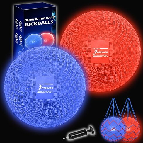 8.5 بوصة إضاءة مجموعة ركلات ، و Dodgeballs 2 حزمة ، هدية كرات الملعب للأطفال ، تشمل كرات Glow Bouncy Pump و Scoring Bag ، كرة اليد للليل ، Glow in the Dark Party Supplies in Kuwait