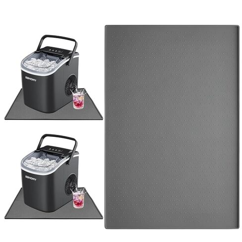 2 Pcs Silicone Ice Makers Countertop Mat Waterproof with Raised Edge Prevents Liquid Spillage, Ice Machine Countertop Mat with Non-Slip Raised Dots, Portable Mini Counter Top Ice Maker Mat,19“x12" in Kuwait