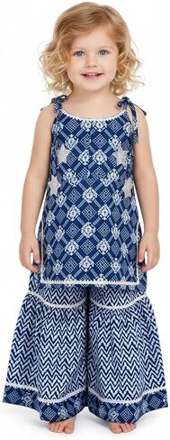 Chandrakala Kids Kurti Sharara Set for Girls Ethnic Wear (KG120-P) in Kuwait
