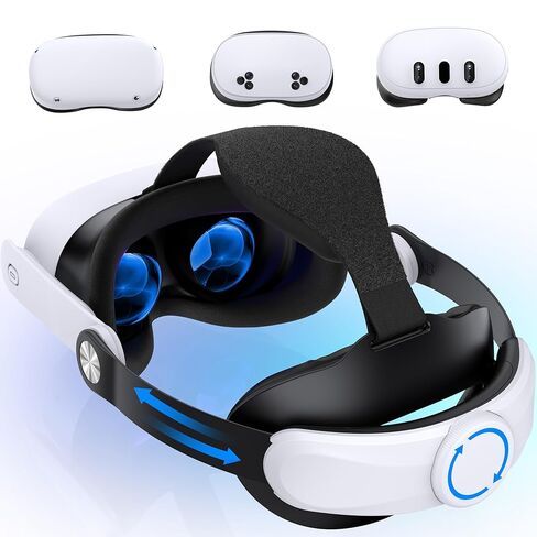 Head Strap for Quest 3/3S & Quest 2 with 15000 mAh Battery, Comfor VR Accessory with 2 Adjustable Knobs to Adjust for Head Fit, Elite Strap with Battery & Charging Station for Extended 7H of Playtime in Saudi Arabia