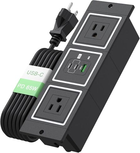 Recessed Power Strip Double Side with 65W USB C Ports,Fast Charging USB A Port Recessed Outlet, Furniture Hidden Charging Station for Side Table, End Table, Computer Desk,with 6 ft Swivel Power Cord. in Kuwait