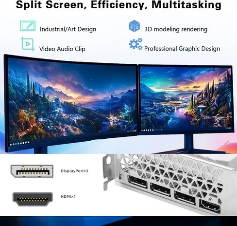 RX 580 Graphics Card 8GB 2048SP GDDR5 256 Bit PC Gaming Video Card 3*DP 1*HDMI PCI Express 3.0 with Freeze Fan Stop for Desktop Computer GPU for Gaming PC in Kuwait