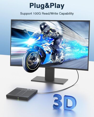 محرك BLU Ray الخارجي ، 7 في 1 Blu Ray Burner USB 3.0 Type-C Blu Ray Drive دعم 100 جرام قرص قراءة وكتابة محرك BluRay/DVD خارجي لجهاز الكمبيوتر المتوافق مع سطح مكتب Windows Macos Linux المحمول in Kuwait