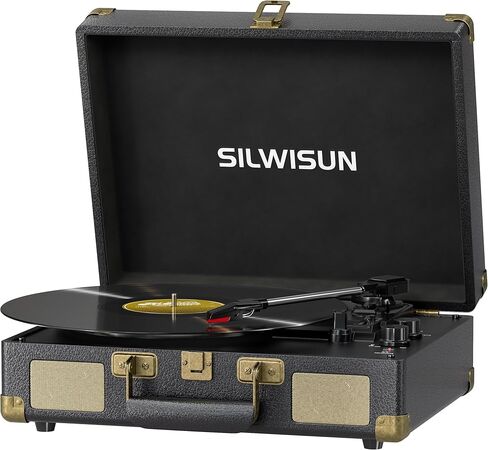 Pink Vinyl Record Player 3 Speeds Dorcase Dortable مع مكبرات صوت مزدوجة مدمجة ، Gramophone Bluetooth مع بطارية مدمجة 3.5 مم إدخال/RCA الإدخال in Kuwait