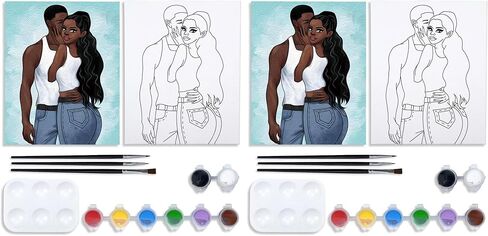 VOCHIC Couples Paint Party Kits Pre Drawn Canvas for Adults for Paint and Sip Date Night Games for Couples Painting kit 8x10 Girl Boy in Kuwait