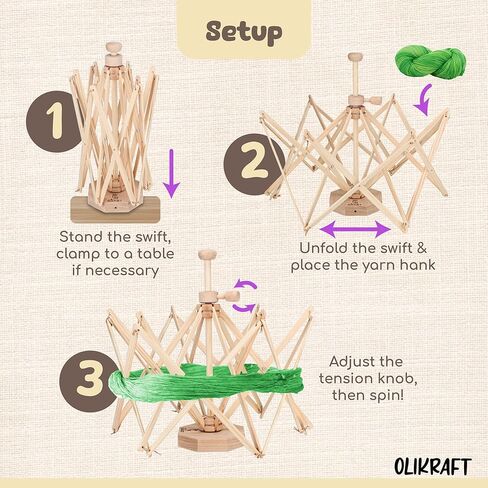 Olikraft Wooden Yarn Swift - Lightweight Reverse Yarn Umbrella Swifts, Yarn Ball Swift, Skein Winder, Part of Yarn Winder and Swift Set in Kuwait