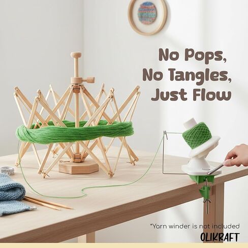 Olikraft Wooden Yarn Swift - Lightweight Reverse Yarn Umbrella Swifts, Yarn Ball Swift, Skein Winder, Part of Yarn Winder and Swift Set in Kuwait