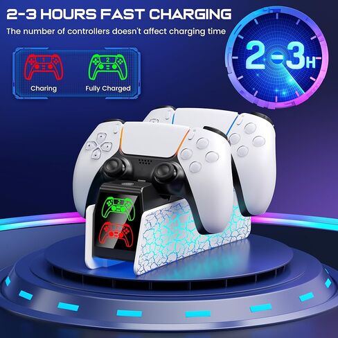 PS5 Controller Charging Station, Fast Charging Dock Compatible with PlayStation 5 Edge & Dual Controller, PS5 Accessories Charging Dock Stand with LED Indicators & Charging Cable in Kuwait