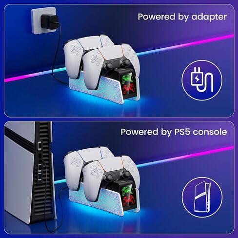 PS5 Controller Charging Station, Fast Charging Dock Compatible with PlayStation 5 Edge & Dual Controller, PS5 Accessories Charging Dock Stand with LED Indicators & Charging Cable in Kuwait