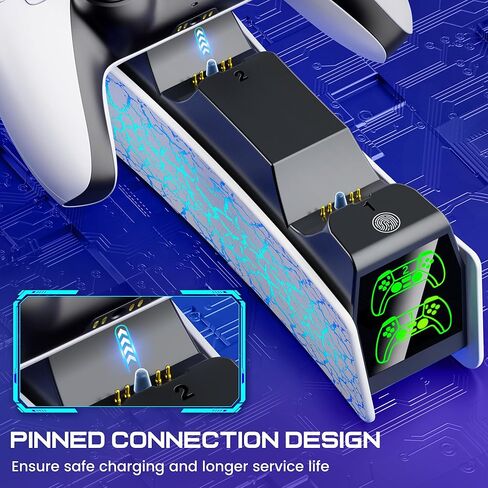 PS5 Controller Charging Station, Fast Charging Dock Compatible with PlayStation 5 Edge & Dual Controller, PS5 Accessories Charging Dock Stand with LED Indicators & Charging Cable in Kuwait