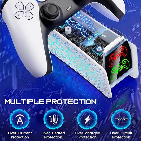 PS5 Controller Charging Station, Fast Charging Dock Compatible with PlayStation 5 Edge & Dual Controller, PS5 Accessories Charging Dock Stand with LED Indicators & Charging Cable in Kuwait