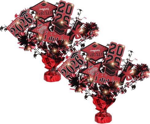 2 Set Graduation Decorations Class of 2025 Black and Gold Graduation Table Centerpieces Sticks Table Toppers with Lights for College High School Congrats Grad Party Supplies in Kuwait