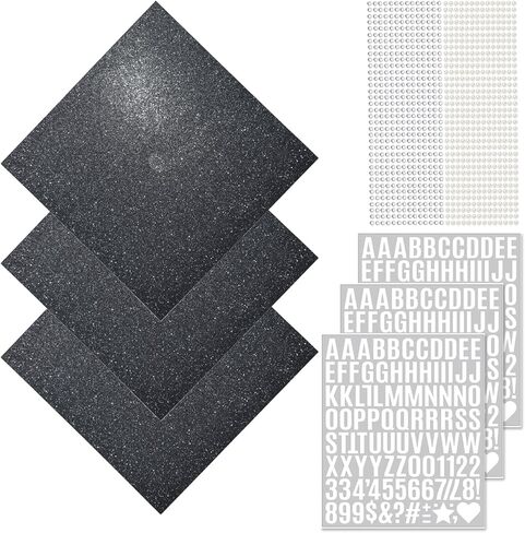 Graduation Cap Decorations - Glitter Paper, Letter Stickers, Self Adhesive Pearl and Diamond Strips for Grad Cap Topper, Black in Kuwait