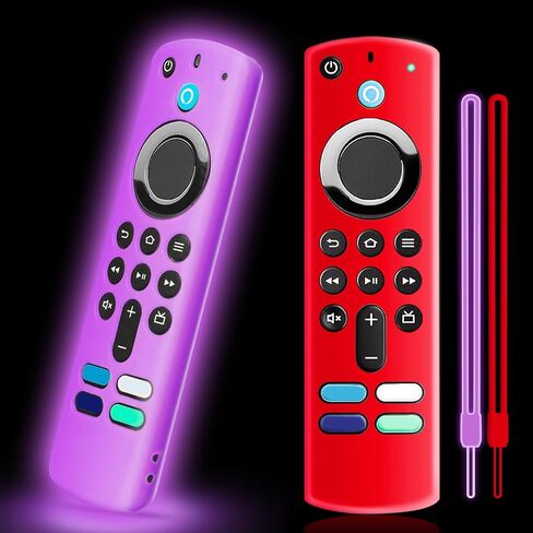 2 Pack Silicone Remote Cover Case, Anti Slip Silicone Protective Case Glow in The Dark with Color Lanyard(Glow Blue & Glow Purple) in Kuwait
