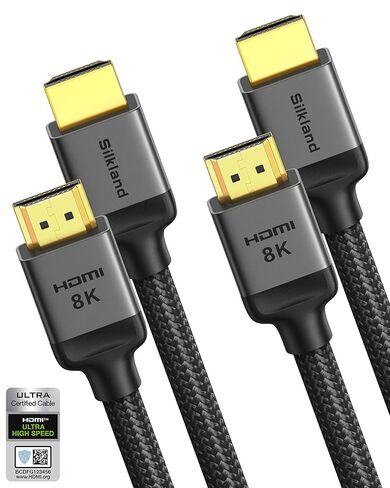 كابل HDMI 2.1 معتمد من سيلكلاند عالي السرعة بسرعة 48 جيجابت في الثانية مضفر HDR 6.6FT | 4K@240 هرتز، 144 هرتز 120 هرتز، 8K@60 هرتز، 1440P، HDR10+، eARC، HDCP 2.3، Dolby Atmos، DTS:X، Xbox، PS5، PS4، Roku TV، شاشة، تلفزيون الكمبيوتر الشخصي in Kuwait
