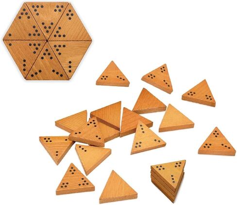Triominos - Strategy and Puzzle Board Game, Wooden Triangular Tiles, Set 56 Pieces with Dots, Tabletop Family Game in Kuwait